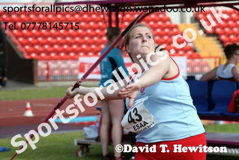 Senior girls javelin, 2015 English Schools, Gateshead. Photo: David T. Hewitson/Sports for All Pics